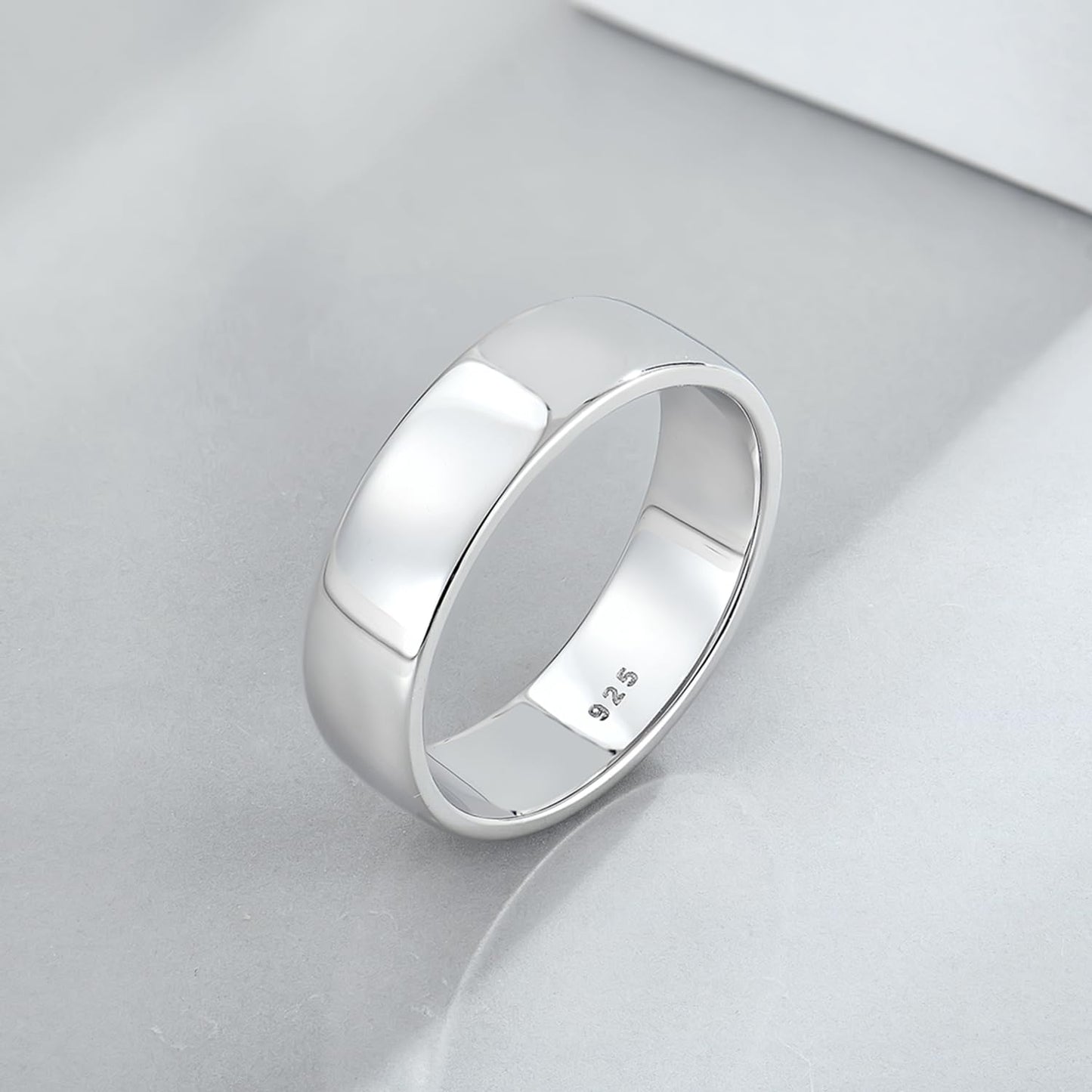 STARCHENIE Solid 925 Sterling Silver 6mm Wedding Band Ring, Comfort Fit High Polish, for Men and Women (Size 8)
