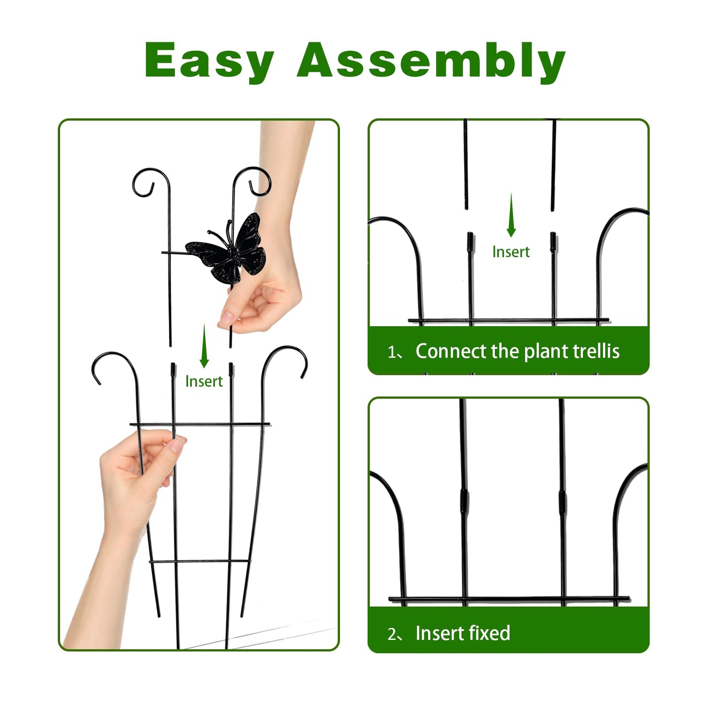 CHOUYUHE 23 Inch Plant Trellis for Potted Plants, Sturdy Metal Houseplant Trellis for Climbing Plants Indoor Outdoor, Rust-Resistant Plant Support for Monstera Pothos Ivy, 4 Pack (4, 23inch)