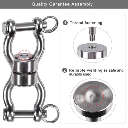 SELEWARE Silent Bearing Swing Swivel, 360° Rotational Device Hanging Accessory with Removeable Buckle for Tree Swing, Hammock Chair, Climbing Rope, Yoga, Kids Swing Swivel 1201LB Capacity