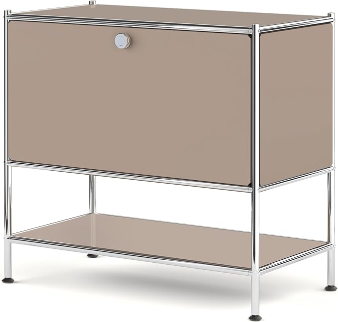 Metal Sidetable with Flap Door, 27.5" Height