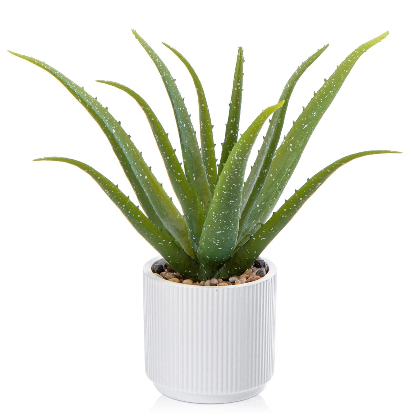 GnFlus Artificial Succulent Aloe Plants 13 Inch Large Faux Succulents with Ceramic Pot Fake Aloe Potted Plant for Home Indoor Bathroom Table Bedroom Shelf Office Decor