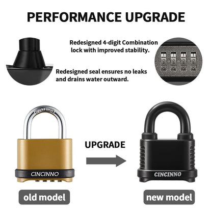 CINCINNO Heavy Duty Outdoor Combination Lock, 2 in. Wide Weatherproof Combo Lock for Outdoor Use，12 Pack