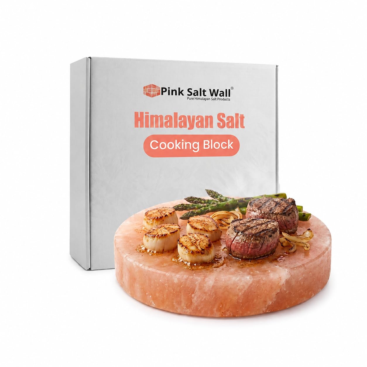 Himalayan Pink Salt Cooking Block, 8 inch Round, 1 inch Thick, 3.3 lbs, for Grilling and Serving