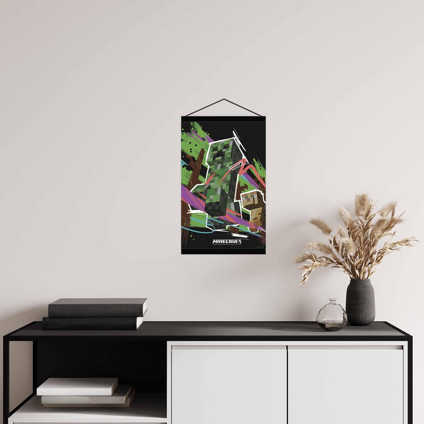 Open Road Brands Minecraft Creeper Hanging Canvas Banner - Fun Minecraft Wall Decor for Bedroom or Game Room