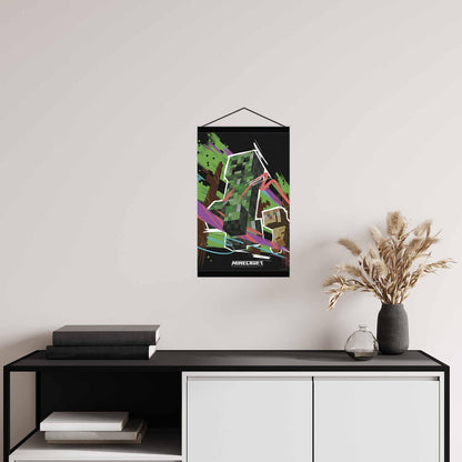 Open Road Brands Minecraft Creeper Hanging Canvas Banner - Fun Minecraft Wall Decor for Bedroom or Game Room