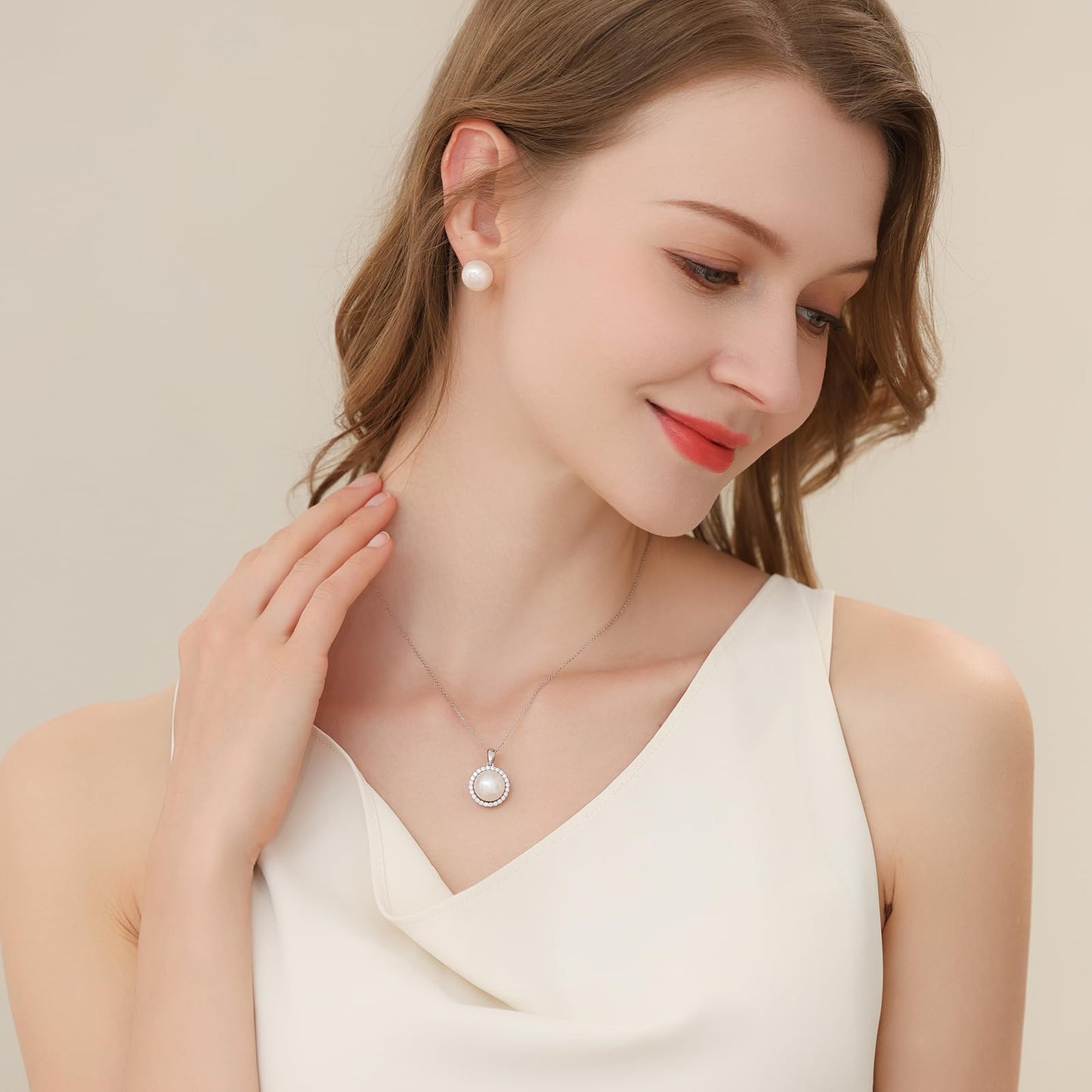 Orapearl Freshwater Pearl Pendant Necklace AAAA 12-13mm Elegant Jewelry Gift for Wife Mom Girlfriend Her Women with 925 Sterling Silver Chain June Birthstone for Anniversary Birthday Wedding