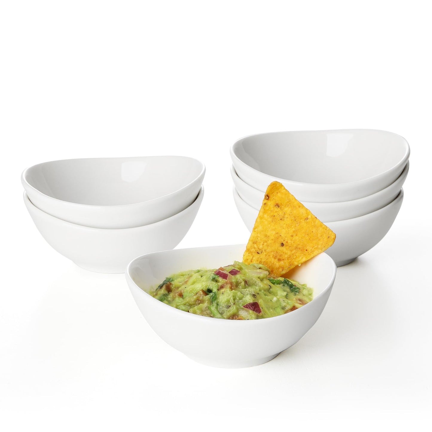 Sweese 4 oz Very Small White Porcelain Bowls - Set of 6 Dipping, Sauce, Salsa & Snack Bowls, Mini Ceramic Bowls for Condiments & Charcuterie