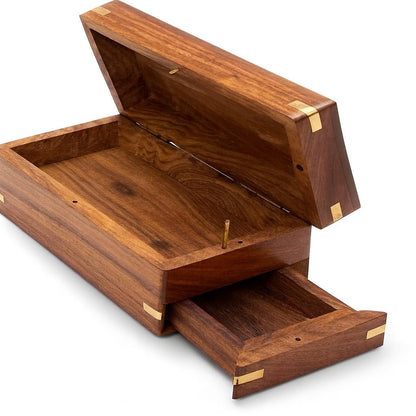 TOSQP27 Secret Enigma Brainteaser Puzzle Box Case Holder with Hidden Compartment Wooden Unique Brain Teaser Box for Gift Money Conceal Cash