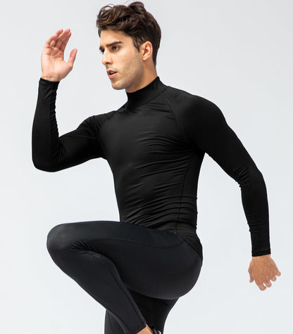 SPVISE Men's Compression Shirt Long Sleeve Mock Turtleneck Athletic Workout T-Shirts Running Tops Cool Gym Undershirts Black