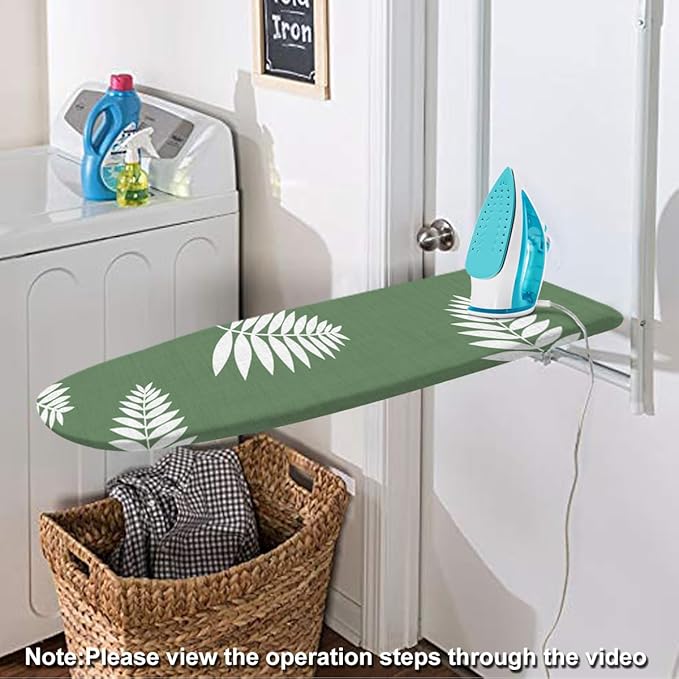 SheeChung 14x42 Inch Over-The-Door Ironing Board Cover and Pad, Cotton Cover