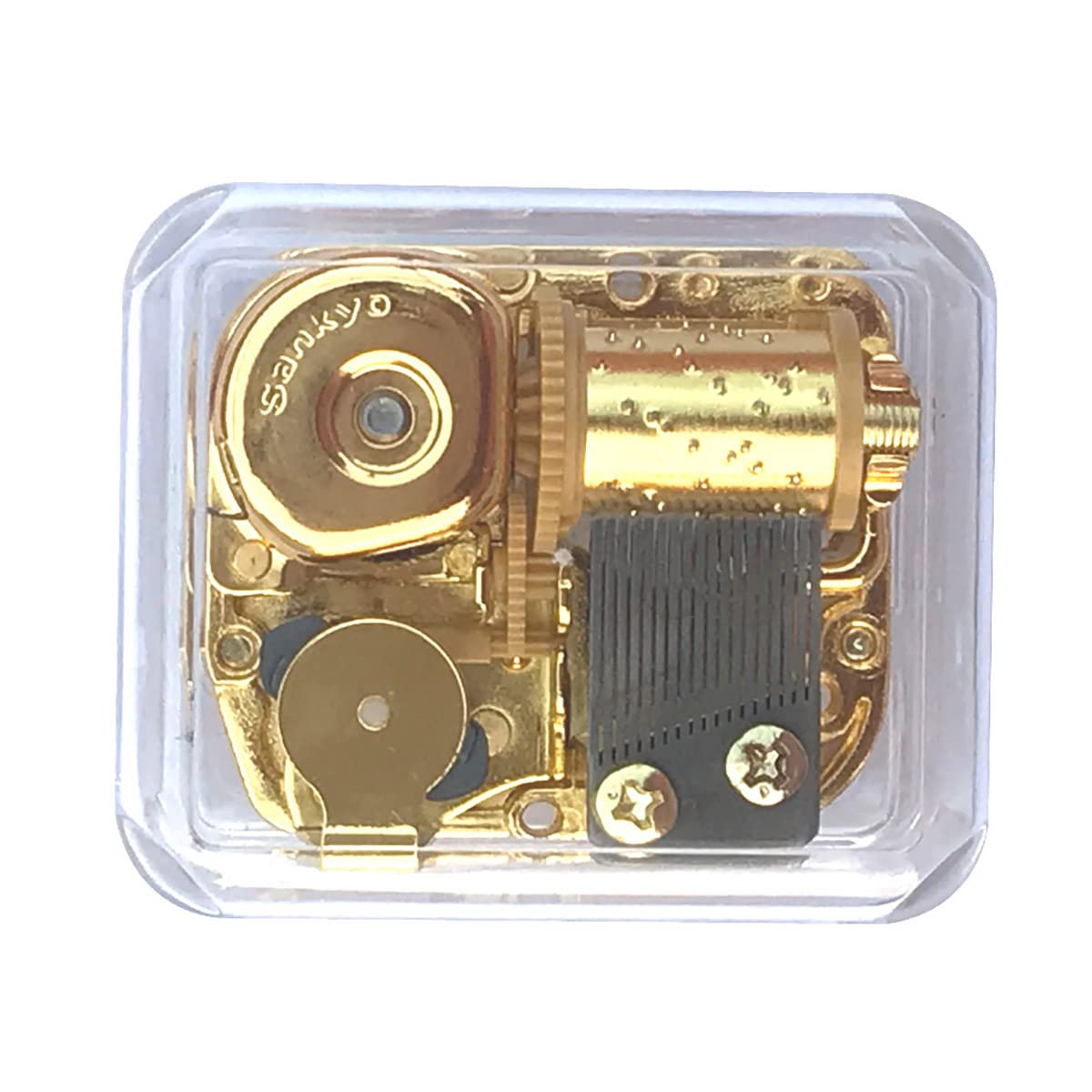 BinkeGG Play (Oh Christmas Tree) Clear Acrylic Wind up Music Box with Sankyo Musical Movement (65 Tunes Option)