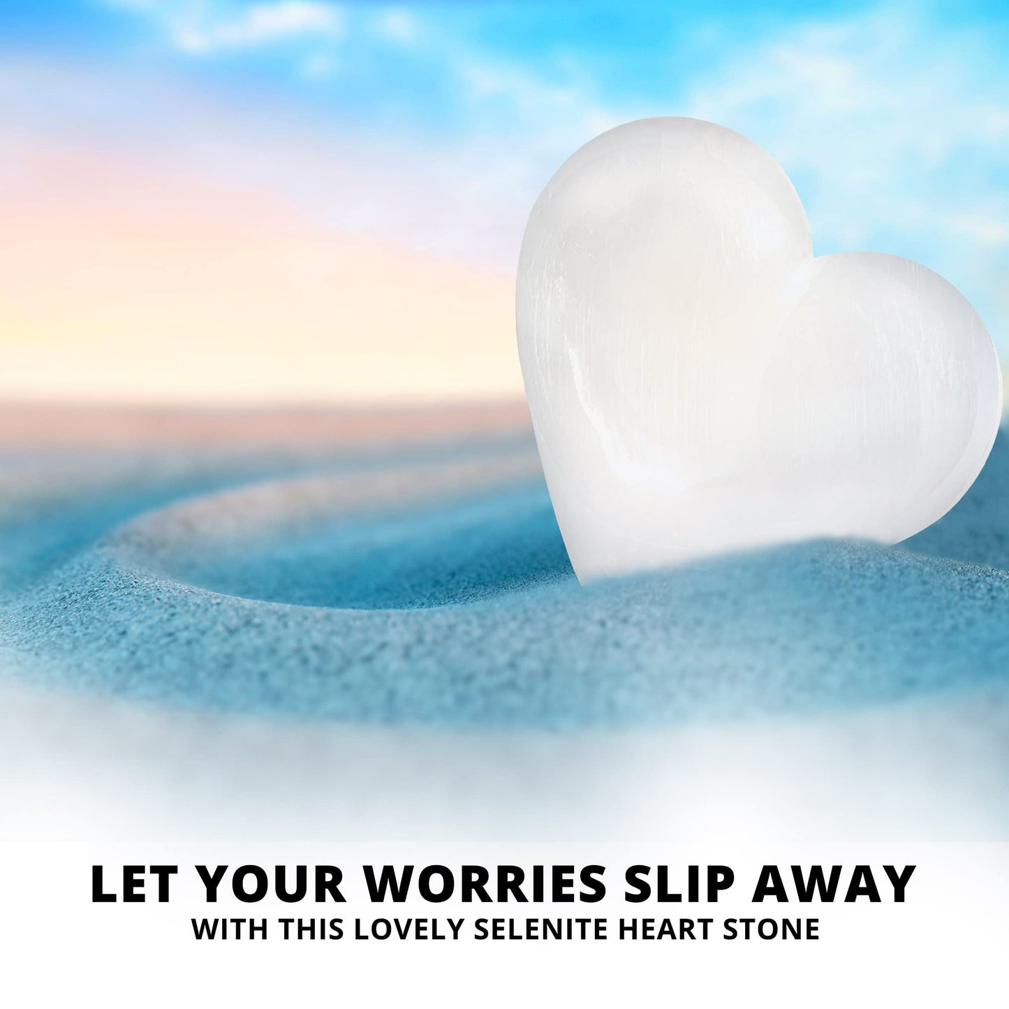 Himalayan Glow A-1057H Selenite Heart Stone Crystal 10cm White 1 Count