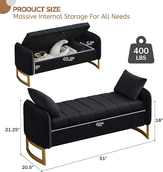 End of Bed Storage Bench, Storage Ottoman Bench