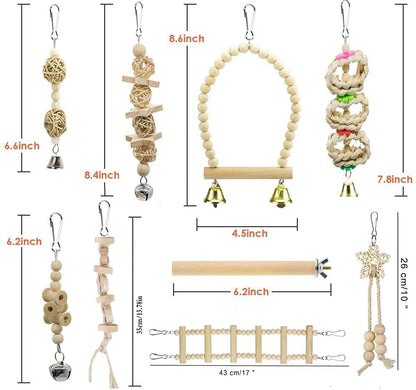 Bird Toys Parakeet Toys Bird Cage Accessories Parrot Swing Chewing Standing Hanging Perch Hammock Climbing Ladder for Budgerigar,Parakeet,Conure,Cockatiel,Mynah,Love Birds,Finches