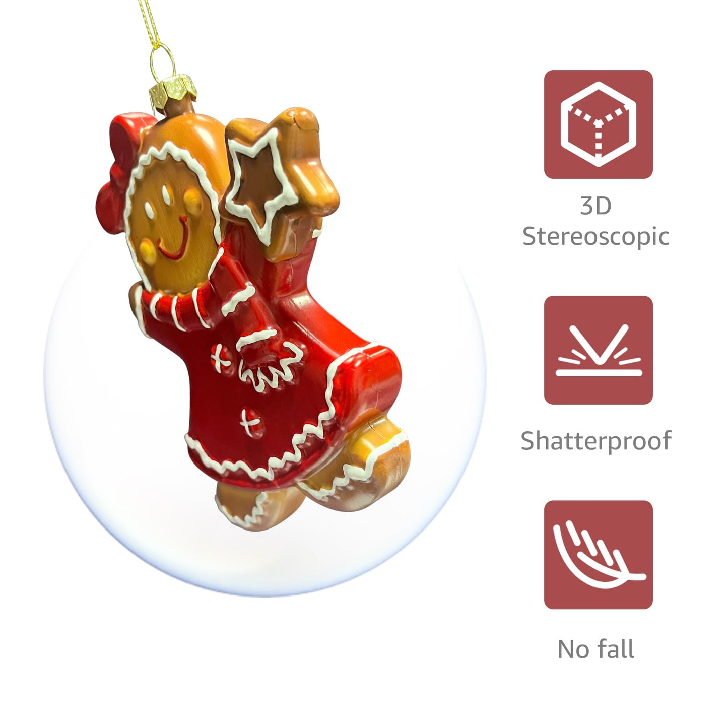 IGERI 3pcs Gingerbread Christmas Tree Ornaments Set 2025 House Shatterproof Ornament 3D Decorations Indoor Unique Decor Gifts for Grandkids