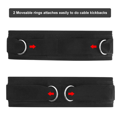HYVAWO Waist Belt Neoprene Padded Gym Pulley Strap with Rings for Cable Machines Fitness Exercise Speed Agility Resistance Training