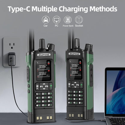 BAOFENG DM32 DMR Radio Ham Radio 10W Handheld Long Range Rechargeable Walkie Talkies GPS DM-32UV Digital NOAA 5RM Tactical Radio USB-C Charger for Hunting Survival Gear,2Pack