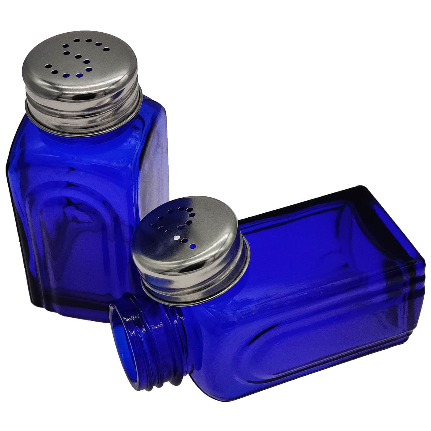 Ritadeshop Retro Glass Salt and Pepper Shakers (Cobalt Blue)