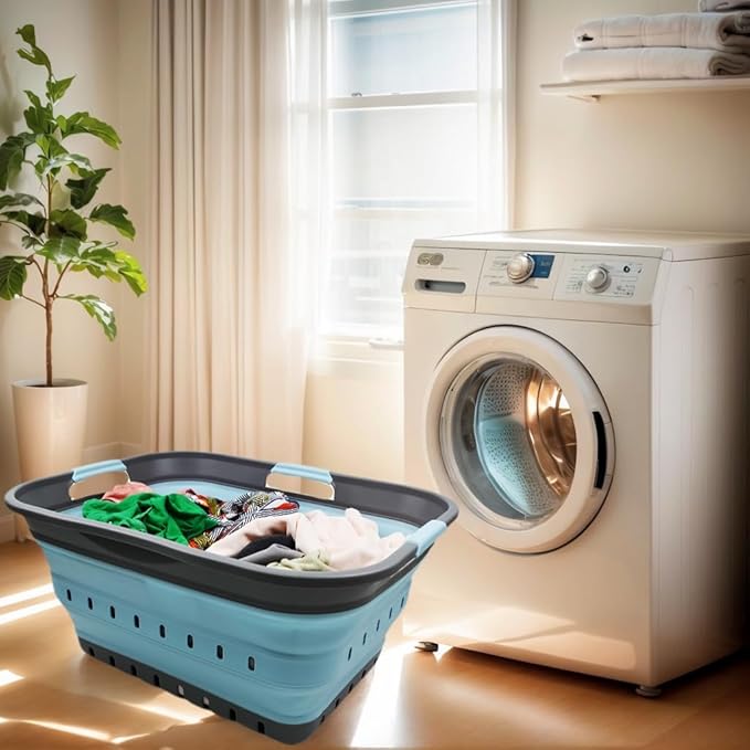SAMMART 42L Collapsible Plastic Laundry Basket