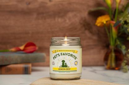 Pet's Favorite Lemon Scented Candles, Clean Burning Pet Friendly Candles with a Natural Fiber Wick and 70 Hour Burn Time, Lemon Zest Pack of 1