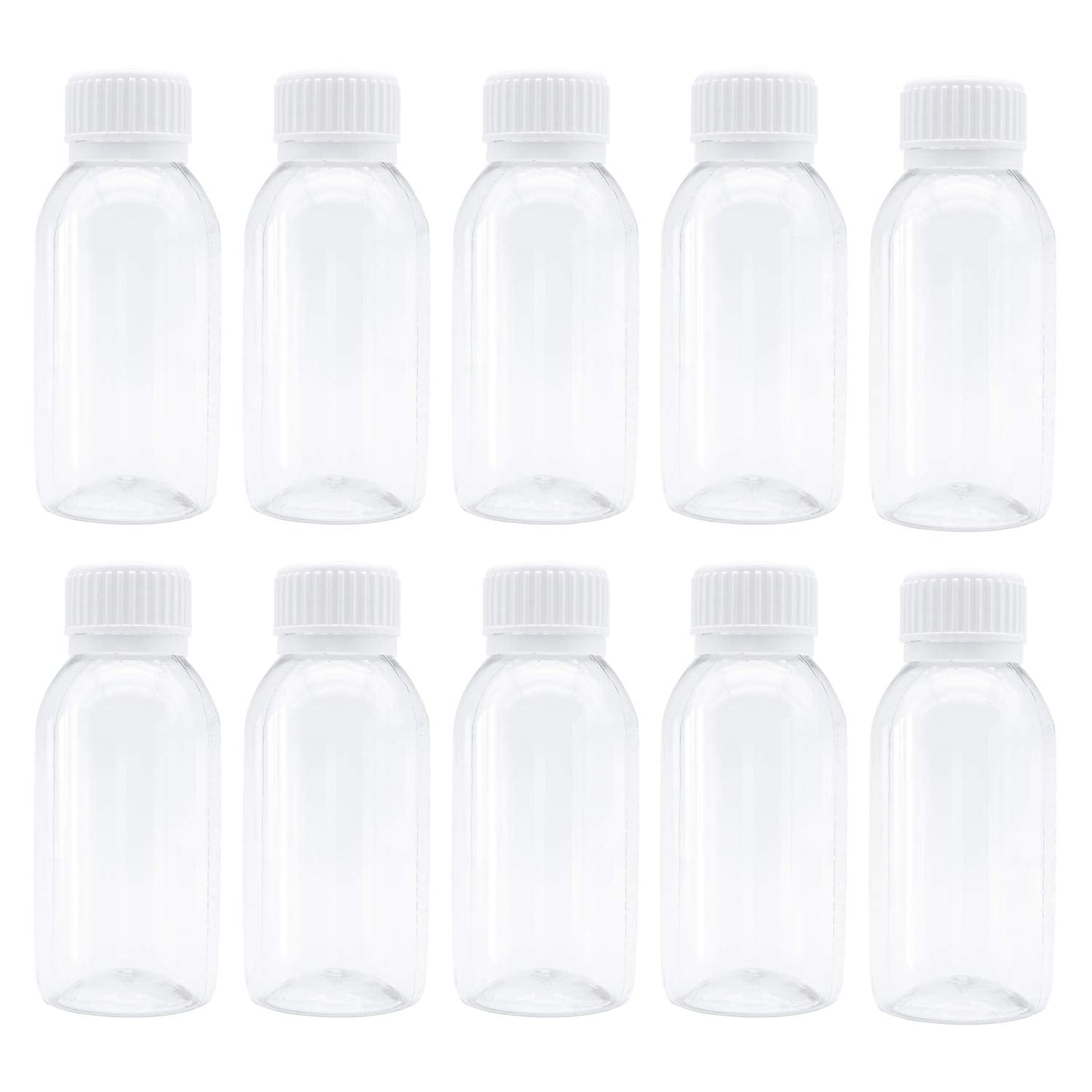 TRENDBOX Pack of 10-100ml Clear Empty PET Mini Storage 100ml/100g/100cc Bottles Hard Plastic Durable Turn Screw Cover Cap Round Filling Liquid Rhinestones Water Container