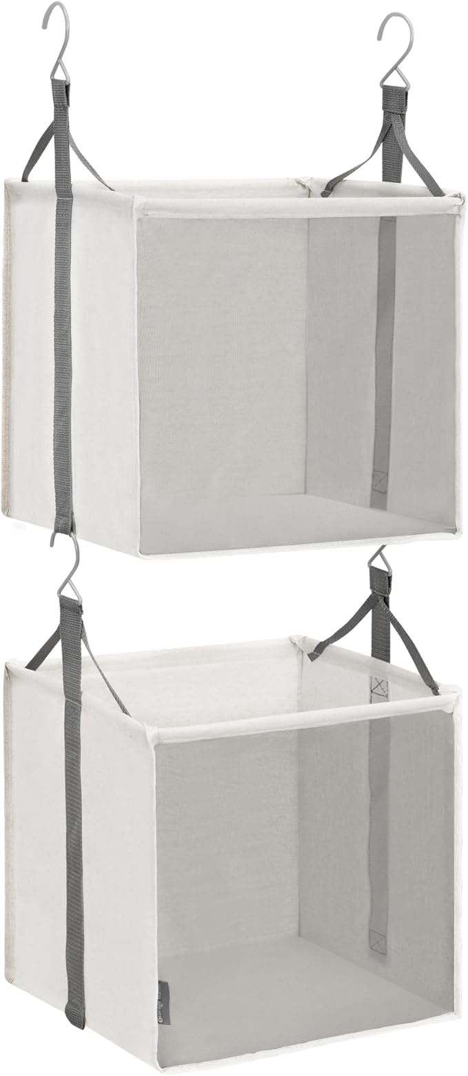 STORAGE MANIAC 2-Shelf Hanging Closet Organizer, Cloth Hanging Closet Shelf