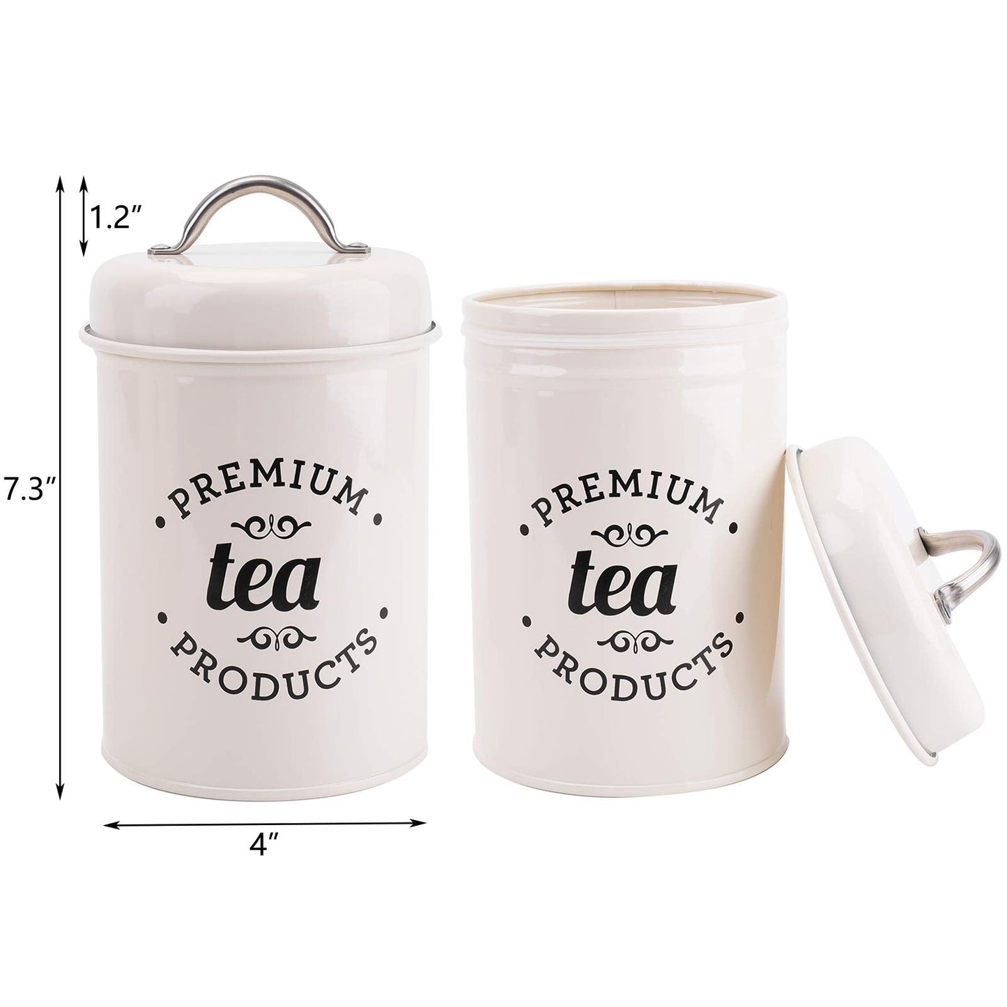 Hedume Set of 3 Airtight Kitchen Canister Decorations with Lids, Coffee, Tea, Sugar Metal Containers, Decorative Nesting Kitchen Canister Jars, Food Storage