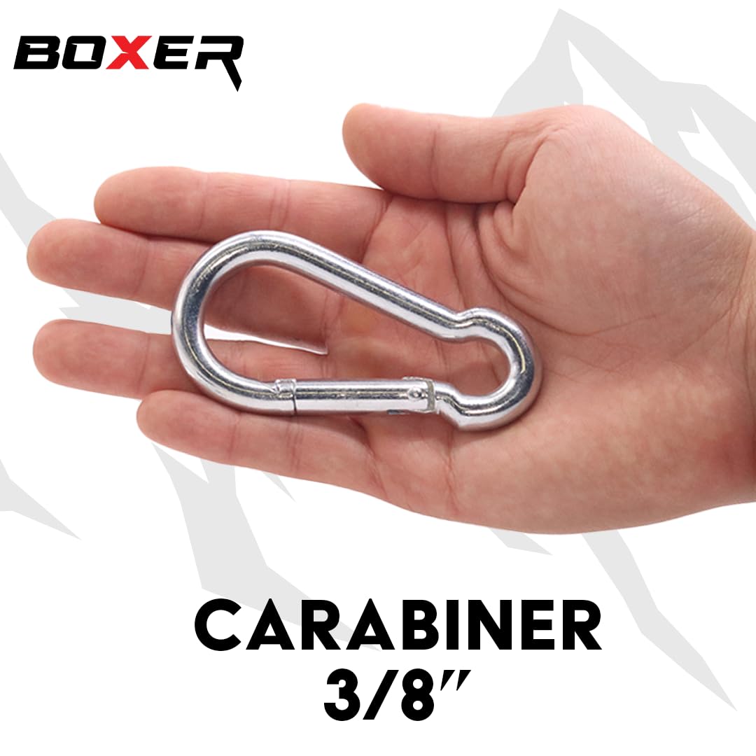 BoxerTool Heavy Duty Spring Snap Hooks 4Inch, 3/8" 20 Pack - Multipurpose Carabiner Clips for Swing, Large Steel Chain Quick Links Safety Buckle Connector for Hammock Fitness Gym Outdoor Boating