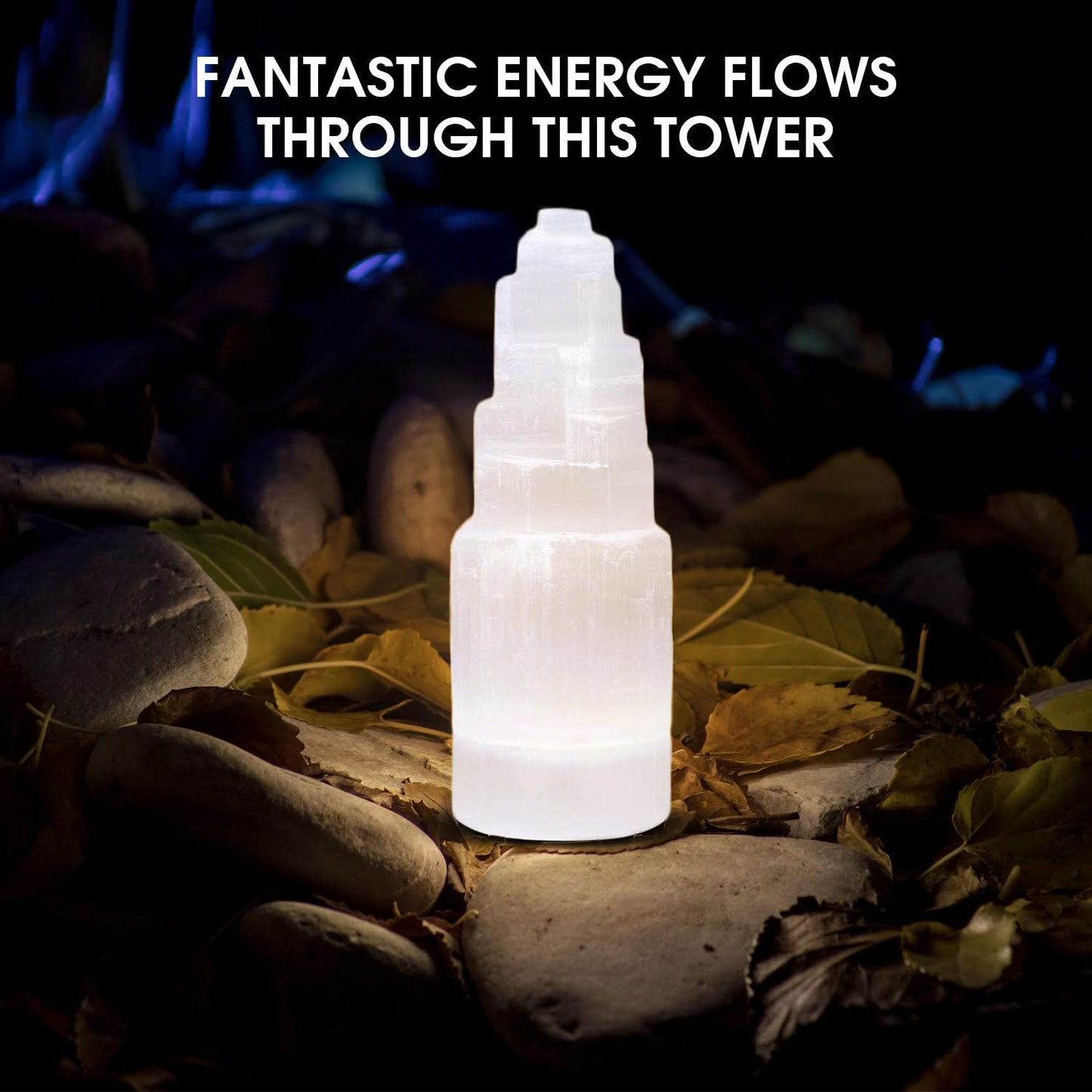 Himalayan Glow WBM Selenite Tower Skyscraper 10cm, Natural Home Decoration & Meditation Crystal Selenite Stone -3 PCS Selenite Lamp, (Pack of 3), White