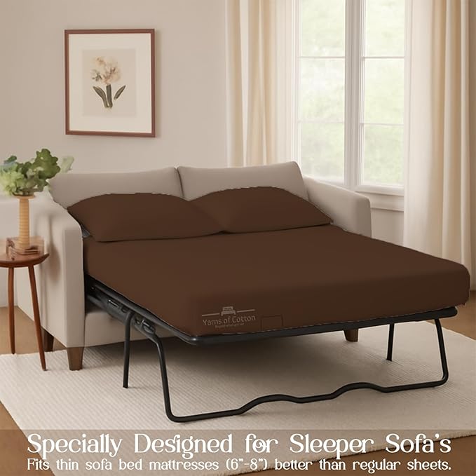 Sleeper Sofa Bed Sheet, 100% Cotton 400 Thread Count, 4 Piece Set, Deep Pocket