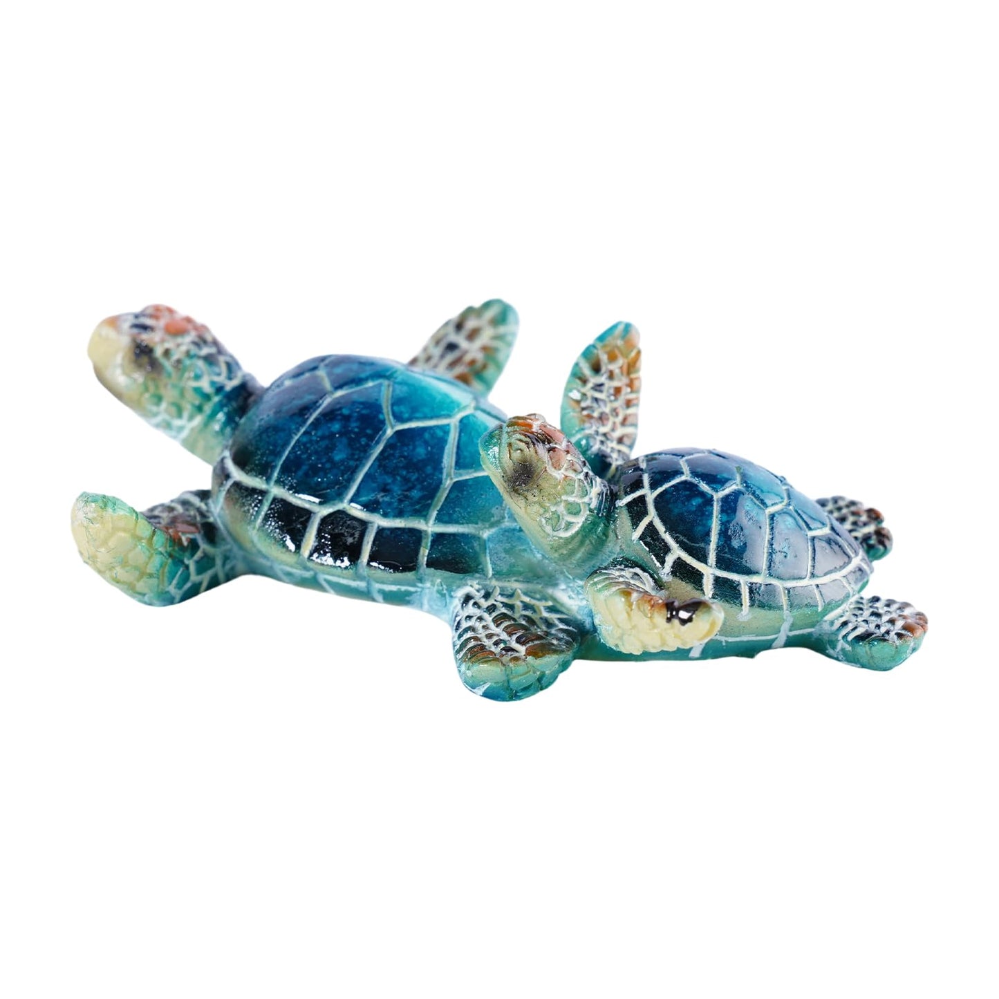 Brizoria Sea Turtle Decor Collectible Figurines, Mother and Baby Mini Turtles, Resin Sea Animals Ornaments for Beach Theme Bathroom Decor, A Thoughtful Gift from The Sea for Turtle Enthusiasts, Blue