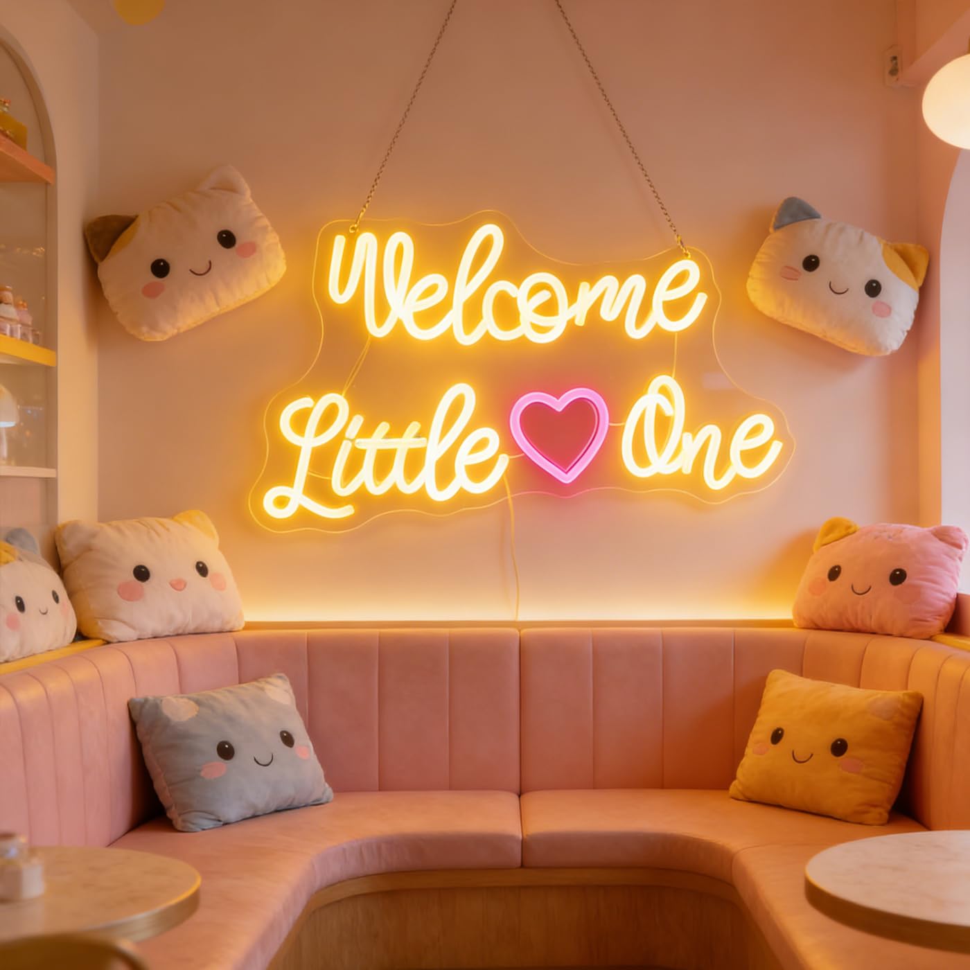 "Welcome Little One" Heartwarming Nursery Light, Gentle Joyful LED Wall Art for Baby's Room, Shower Gift, New Parent's Home/Family Entryway, Dimmable USB, Sweet Arrival Gift for Newborns & Families
