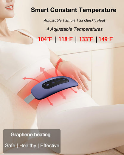 Electric Heating Pad, Portable Cordless Menstrual Heating Pad with 4 Heat Levels and 4 Massage Modes, Fast Large Heating Belly Wrap Belt for Cramps, Back Pain Relief Gifts for Women Girls Her(Black)
