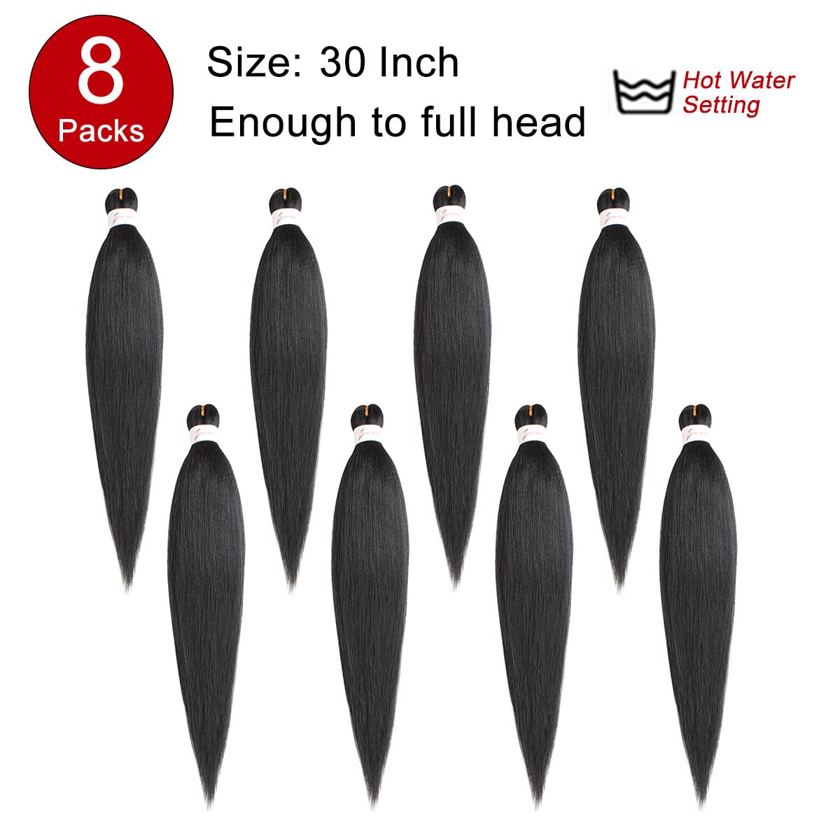 Xtrend 8 Packs 30 Inch Long Pre Stretched Braiding Hair EZ Braiding Hair Extensions for Box Braids Hot Water Setting Soft Yaki Texture Kanekalon Crochet Hair Extensions for Braiding