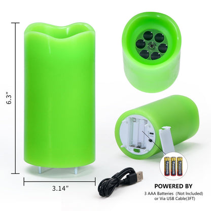 XingsLight St Patricks Day Decorations Flameless Candles with Lucky Clover Projector, Green LED Candle with Remote and Timer,2 Pack