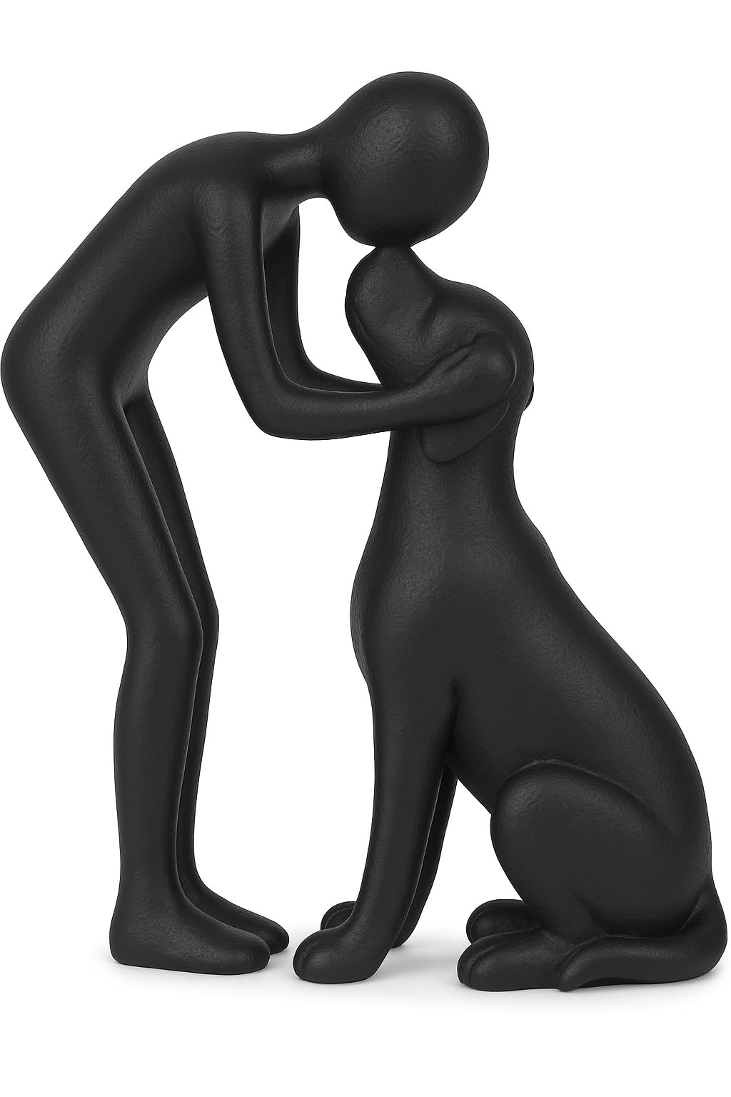 Pozbee Dog Owner Statue 8x6 inch, Black Resin Dogs Sculpture, Loss of Dog Sympathy, Home Office Desk Shelf Decor Accent, Cute Pet Gift for Puppy Moms (Black)