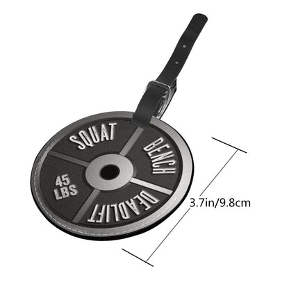 Luggage Tag Barbell Plate Squat Bench Deadlift Weight, Pu Leather Bag Travel Suitcases Id Identifier Baggage Label for Women Men Boys Girls