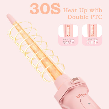 Birthday Gifts for Women, Ufree 5 in 1 Curling Iron with Interchangeable Ceramic Barrels (0.35"-1.25"), Curling Wand Set with Flat Iron Hair Straightener, Instant Heat Up, Dual Voltage Hair Curler