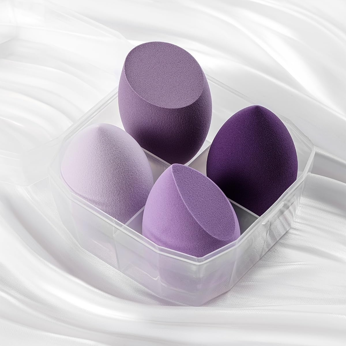 4 Pcs Makeup Sponges Blender Set Professional Beauty Sponge Foundation Blending Blender Beauty Sponge For Makeup Tool with Gift Box Latex-Free Dry Wet Use Foundation Cosmetic Makeup Accessories