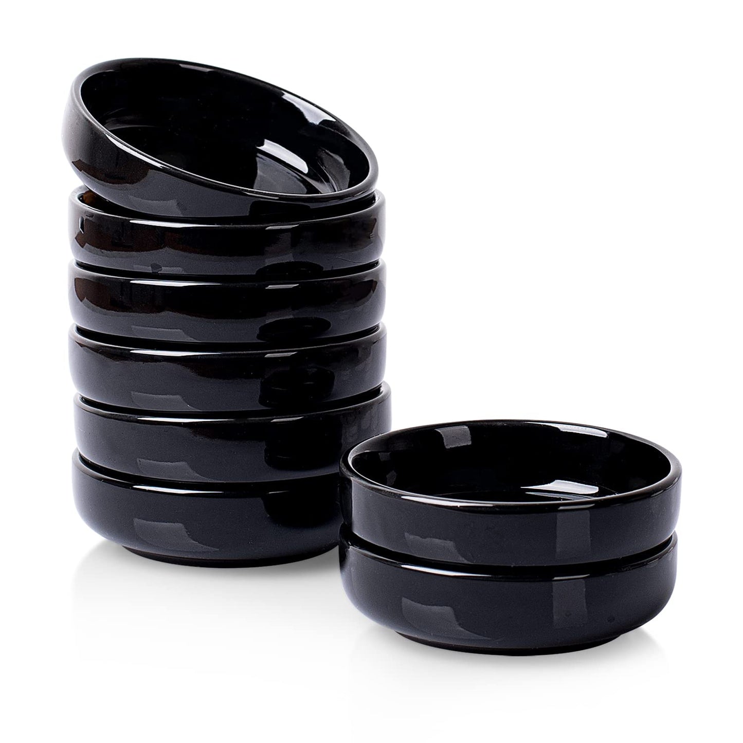DELLING 3.5 oz Black Dipping Bowls Set of 8, Porcelain Sauce Cups - Charcuterie Cups for Soy Sauce, Condiments, Ketchup - Microwave & Dishwasher Safe Small Bowls