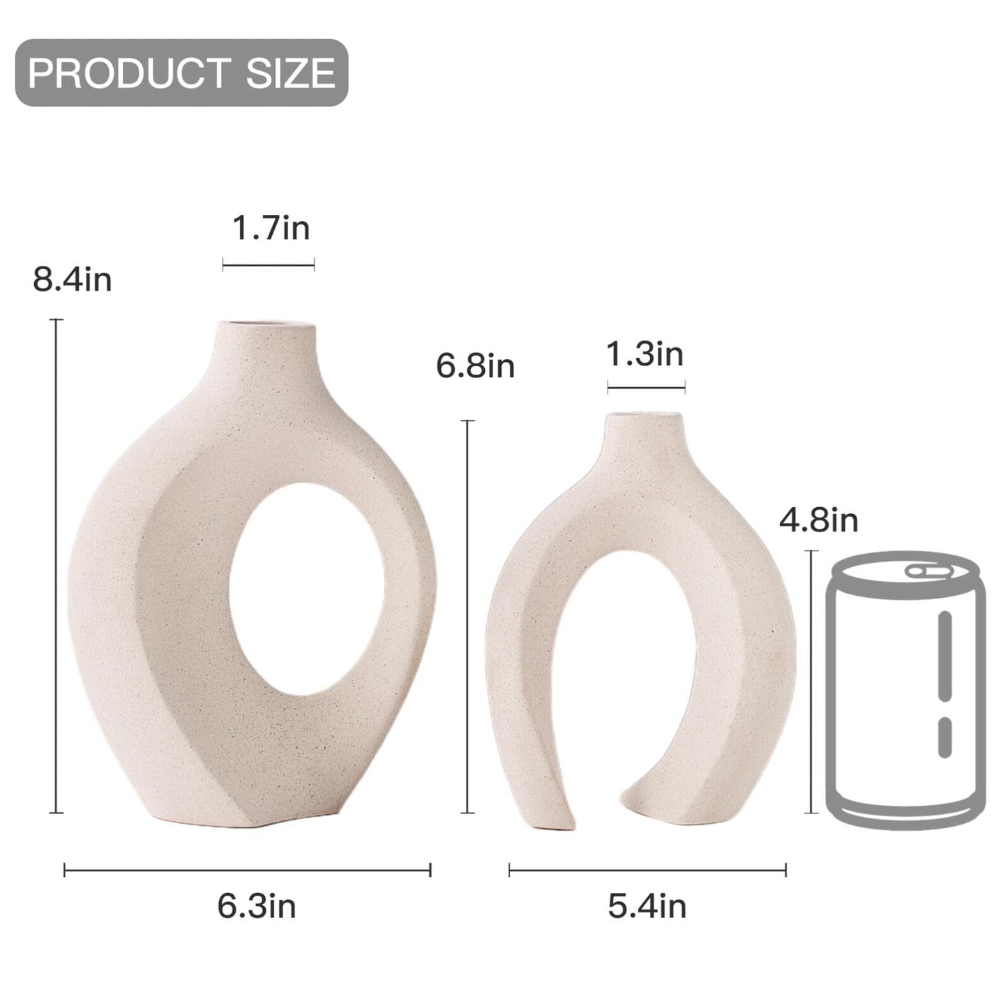 Levvohd Hollow Ceramic Vase Set of 2, Modern Nordic Minimalist Book Style Boho Aesthetic Vases for Home Decor Living Room Shelf Entryway Coffee Centerpiece Table Decorative (Cream White)
