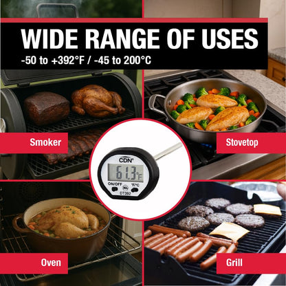 CDN Digital Thermometer | NSF Certified | ProAccurate® | 5" Stem with Protective Sheath | For Meat, Poultry, Candy | Easy One-Button Operation | DT392