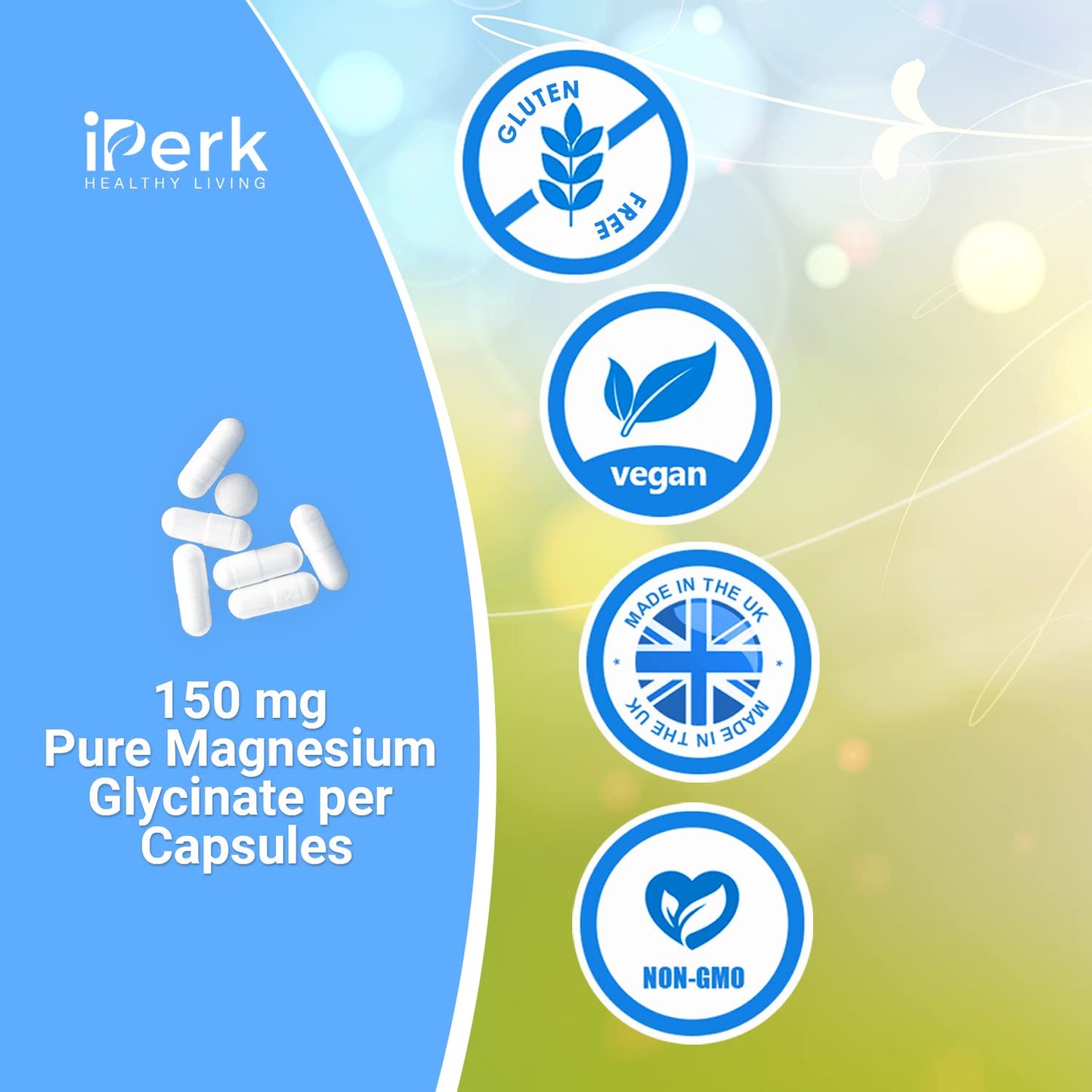 Magnesium Glycinate Capsules Provide 300 mg of Pure Elemental Magnesium Per Serving 120 Vegan Caps | Magnesium Supplement Non GMO, Dairy & Gluten Free