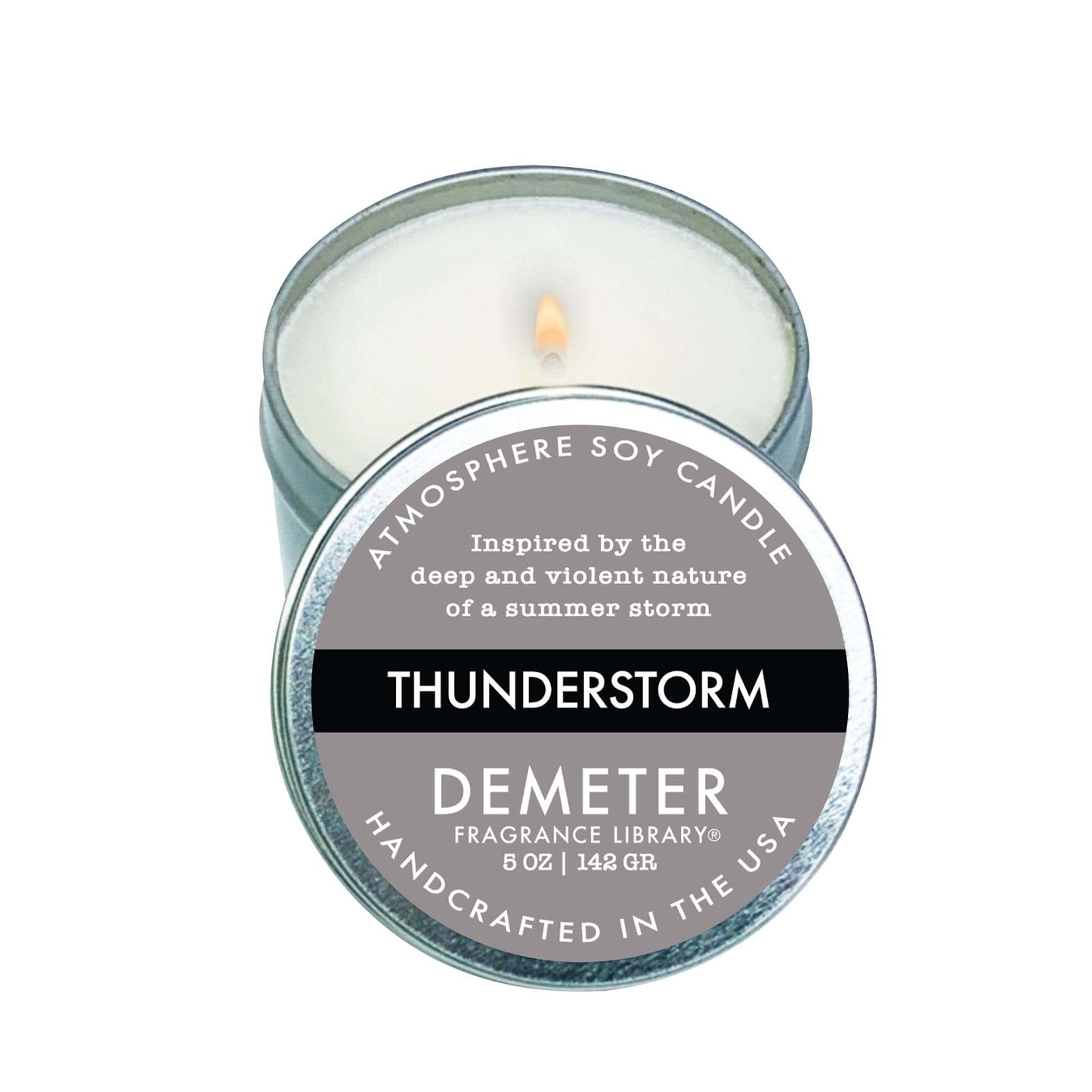 DEMETER Thunderstorm Soy Candle, Scented Candles with Unique Fragrances, Perfect for Aromatherapy and Home Decor, Cute Candles for Travel and More