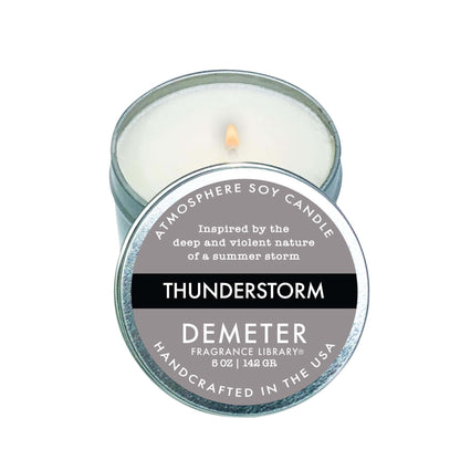 DEMETER Thunderstorm Soy Candle, Scented Candles with Unique Fragrances, Perfect for Aromatherapy and Home Decor, Cute Candles for Travel and More