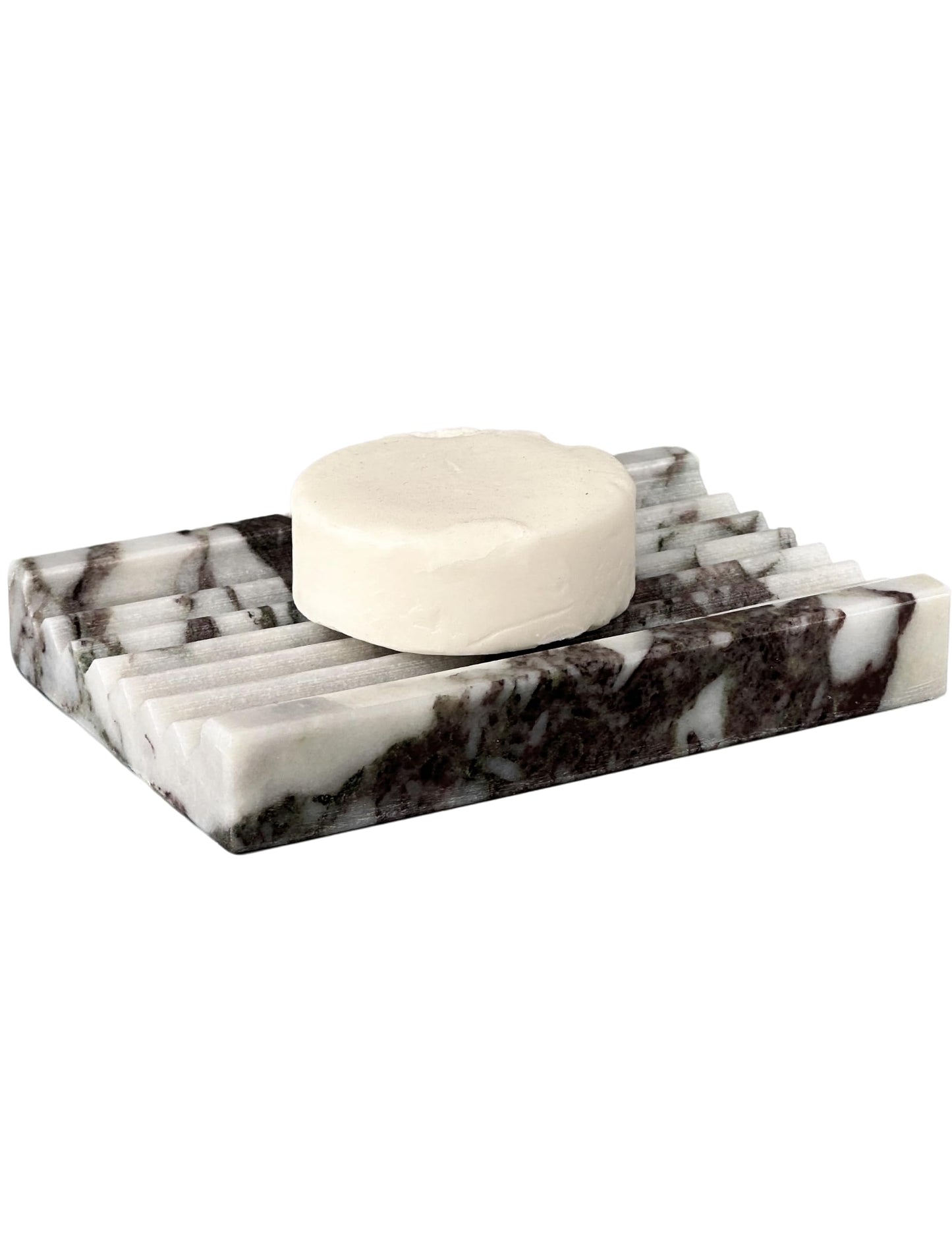 EXCHUES Marble Soap Dish - Soap Dish for Shower, Shower Bar Soap Holder, Stone Soap Container for Marble Bathroom Accessories, Decorative Dish with Drainage Rectangular (Calacatta Viola)