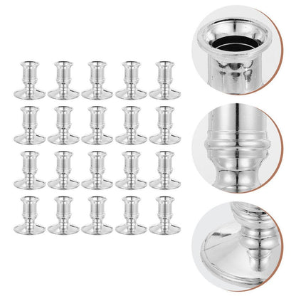 Zerodeko 12 Pack Plastic Decorative Candle Stands Taper Candle Base Holder Set for Tabletop Wedding