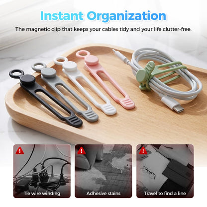 Data Cable Organizer Ties, Silicone Cable Straps Cord Organizer For Bundling Earphone, Charger Wire, Computer Cords, Reusable Cable Ties Wire Organizer In Home,Kitchen (30PCS-B)