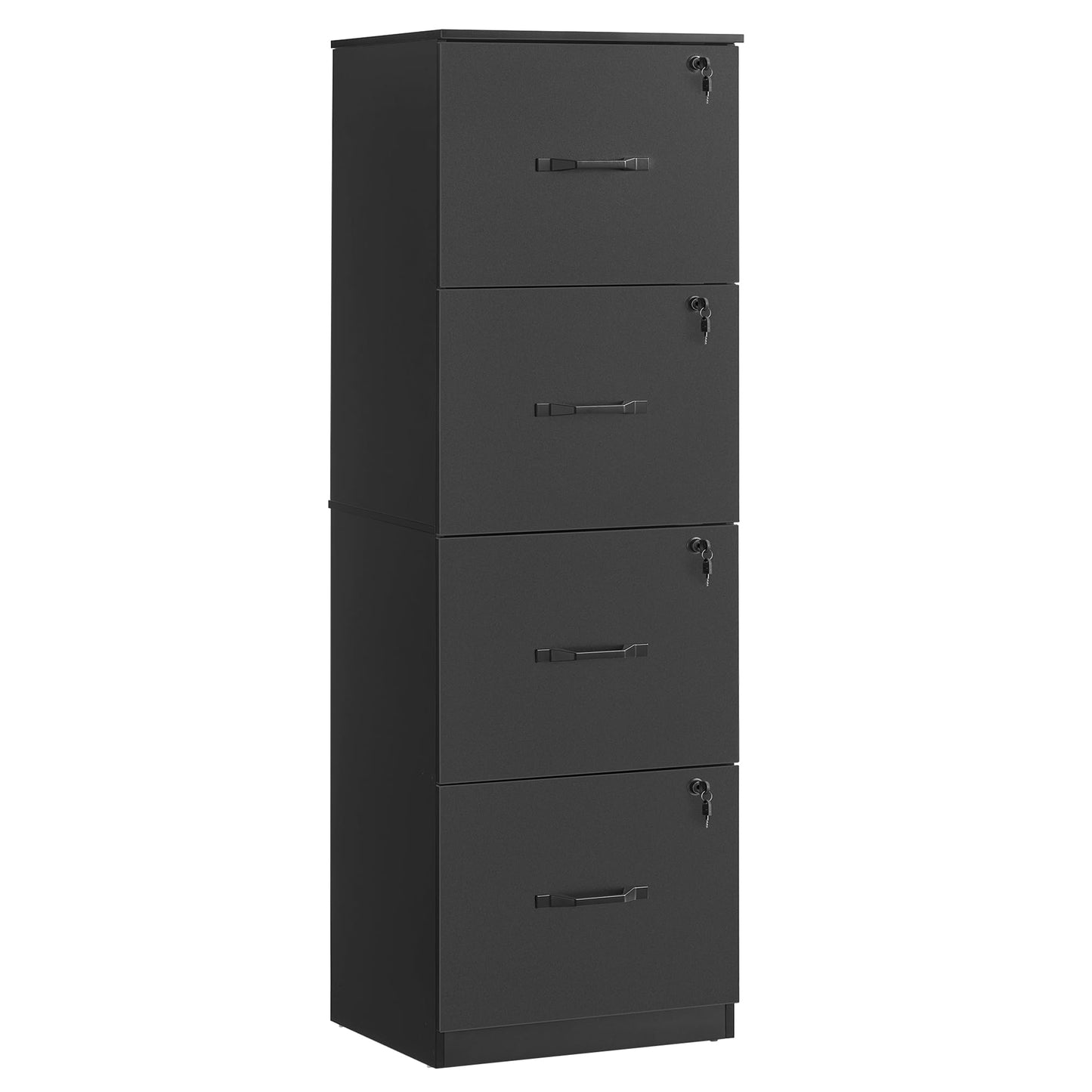 VASAGLE 4-Drawer Vertical File Cabinet, Filing Cabinet for Home Office, Printer Stand, with 4 Lockable Drawers, Adjustable Hanging Rail, for A4 and Letter-Size Files, Ink Black UOFC082B01