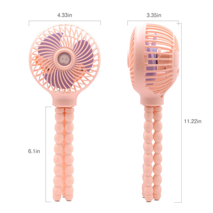 TRELC Mini Stroller Fan, 19H Ultra-long Battery Life, Personal Handheld Clip on Portable Rechargeable Fan with Flexible Tripod, Gift for Children Baby Office Room Car Travel BBQ Gym (Pink)